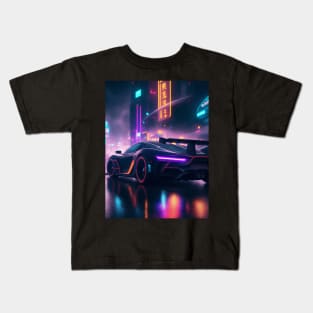 Asian Neon Velocity: Futuristic Thrill Ride Kids T-Shirt